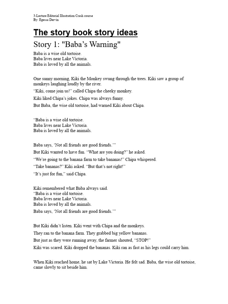Illustrated Stories for Kids' Lessons | PDF