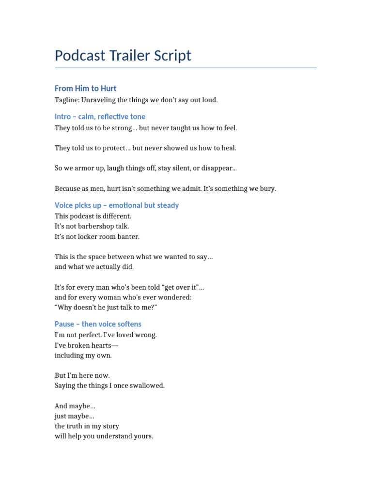From Him To Hurt Trailer Script | PDF