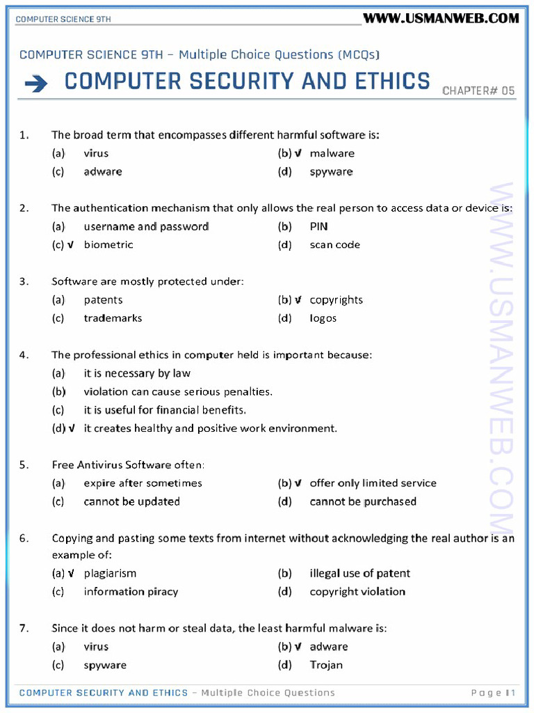 9th Computer CH 5 MCQs Notes | PDF
