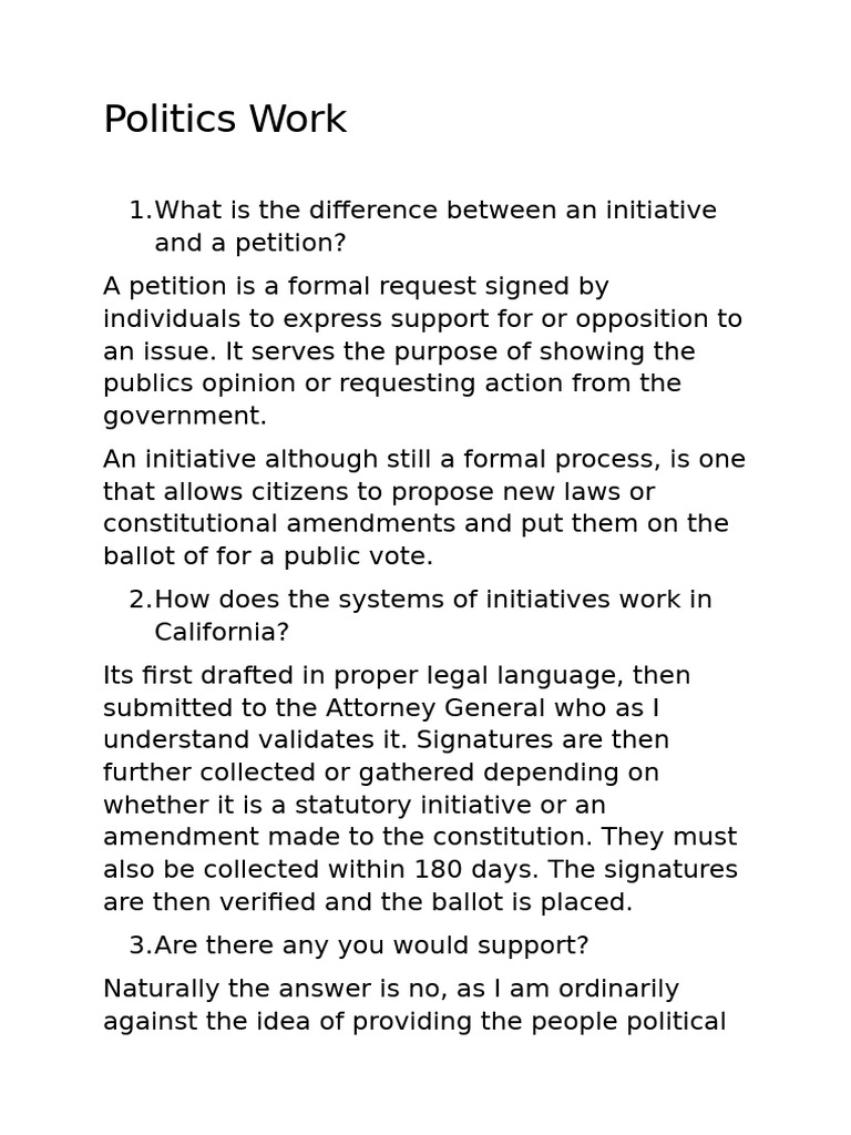 Politics Homework | PDF