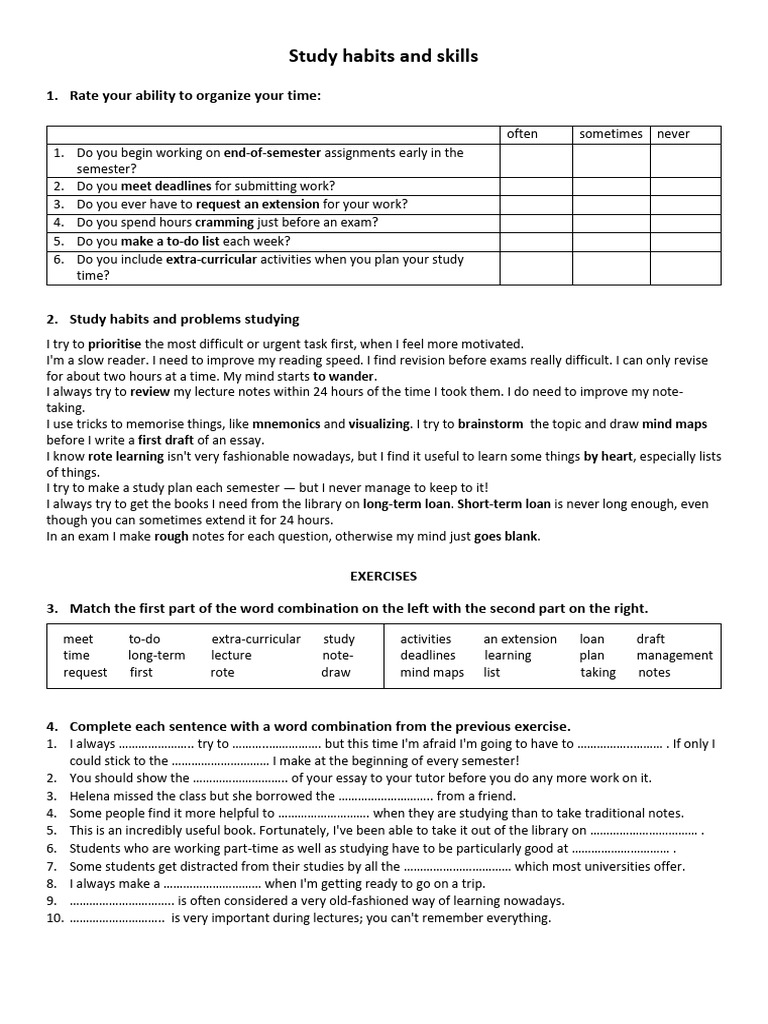 Effective Study Habits and Skills Guide | PDF | Learning