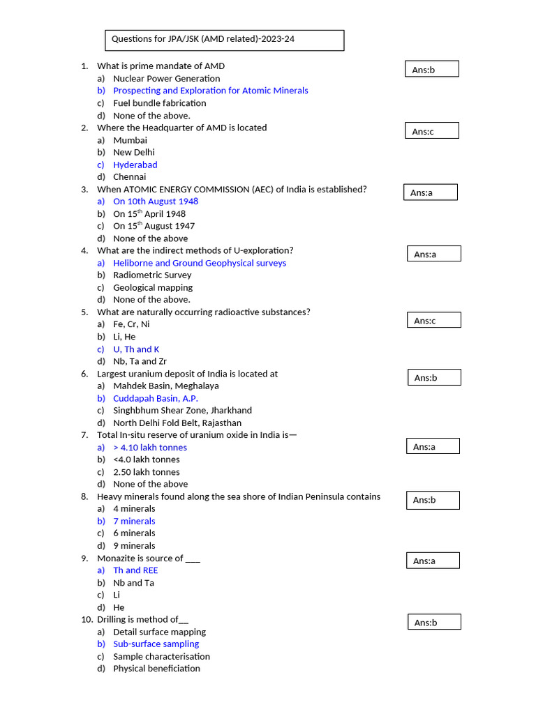 AMD Quiz Questions and Answers 2023-24 | PDF