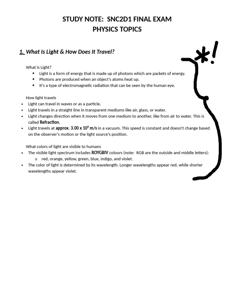 Light and Eye Physics Study Guide | PDF | Refraction | Eye