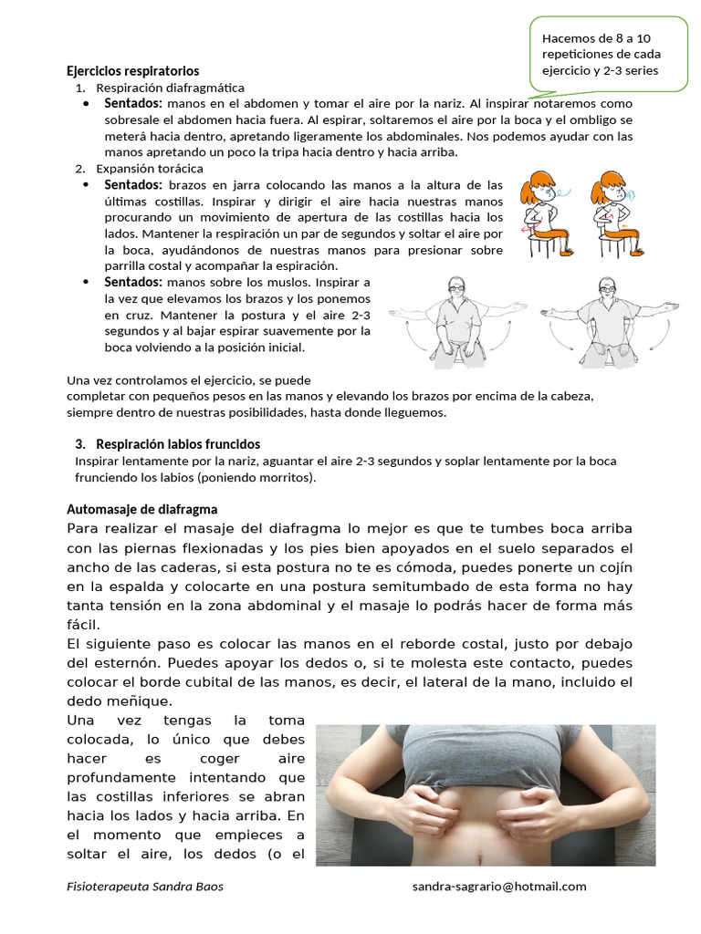 Ejercicios de Respiración y Automasaje | PDF | Tórax