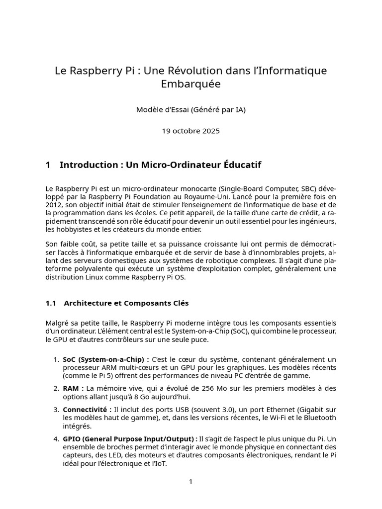 Raspberry Pi : Guide Complet et Applications | PDF | Tarte aux ...