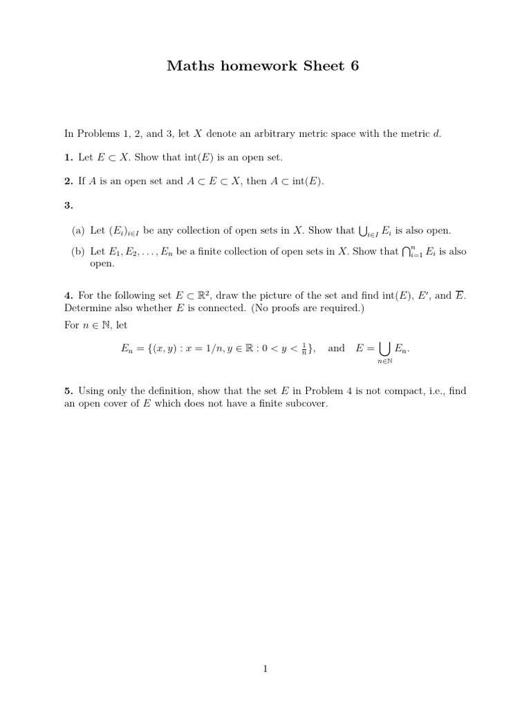 Maths Homework Sheet 6 | PDF