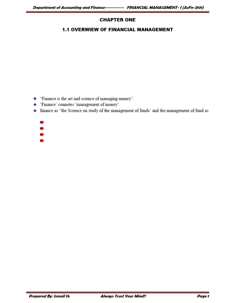 Overview of Financial Management Concepts | PDF | Equity (Finance ...