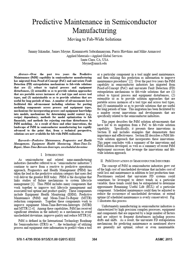 Fab-Wide Predictive Maintenance in Semiconductors | PDF | Receiver ...