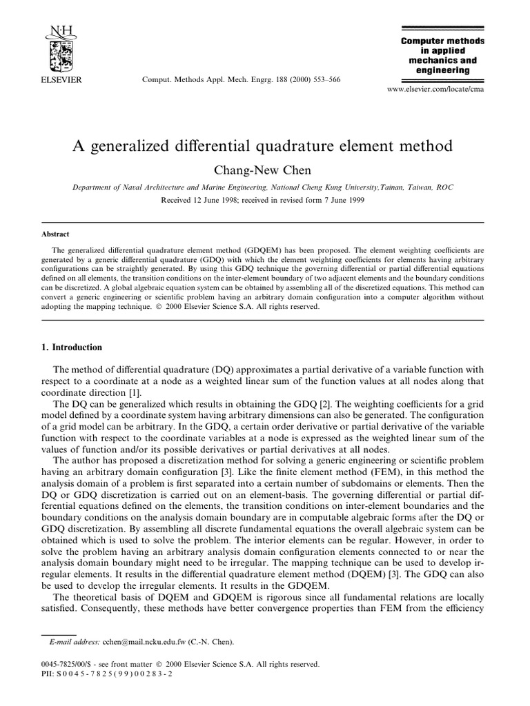 Generalized Differential Quadrature Method | PDF | Matrix (Mathematics ...