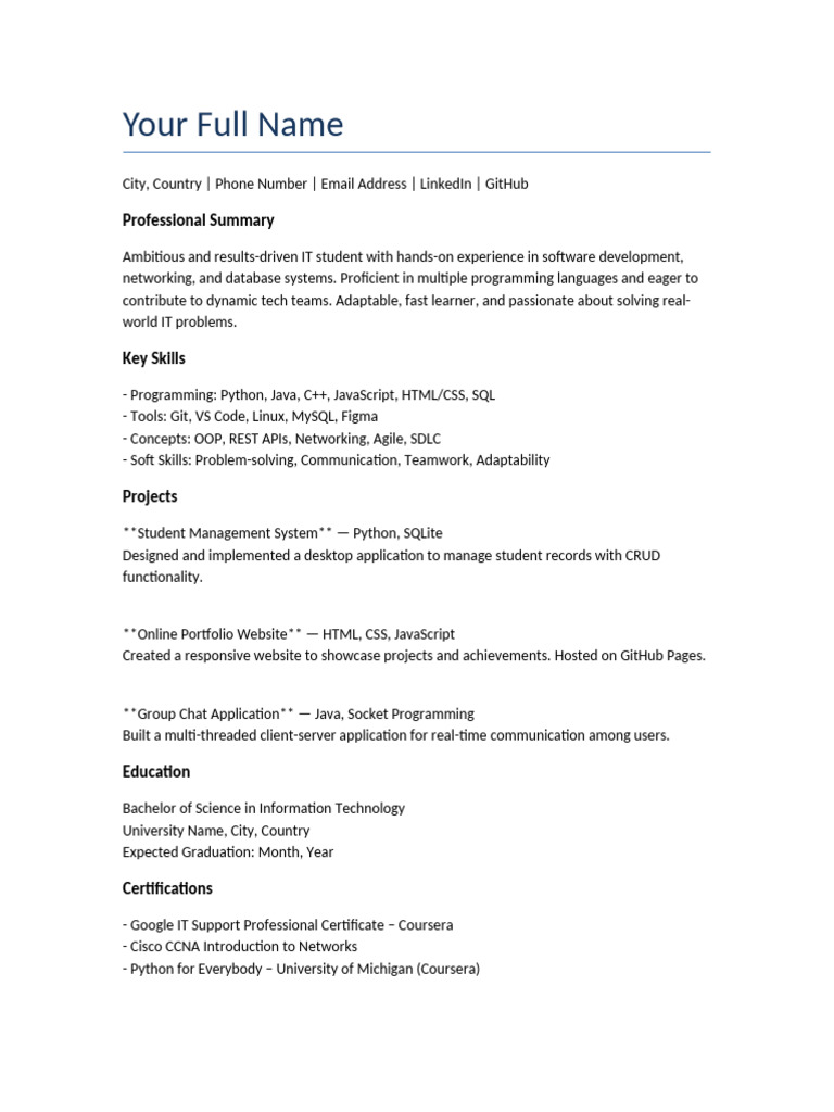 UK CV Format for IT Professionals | PDF