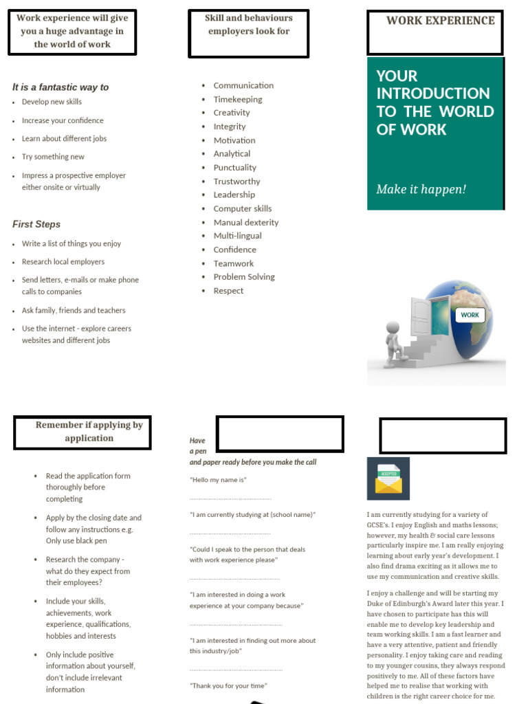 Introduction to Work Experience Guide | PDF | Communication | Intelligence