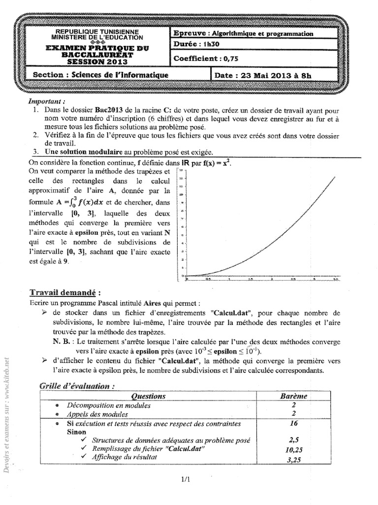 BAC Info 2013 Sujet 1 | PDF