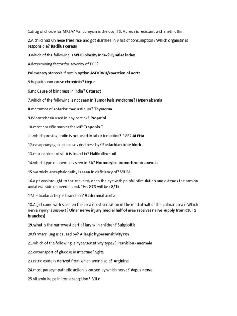 Key Medical Questions and Answers | PDF | Diseases And Disorders ...