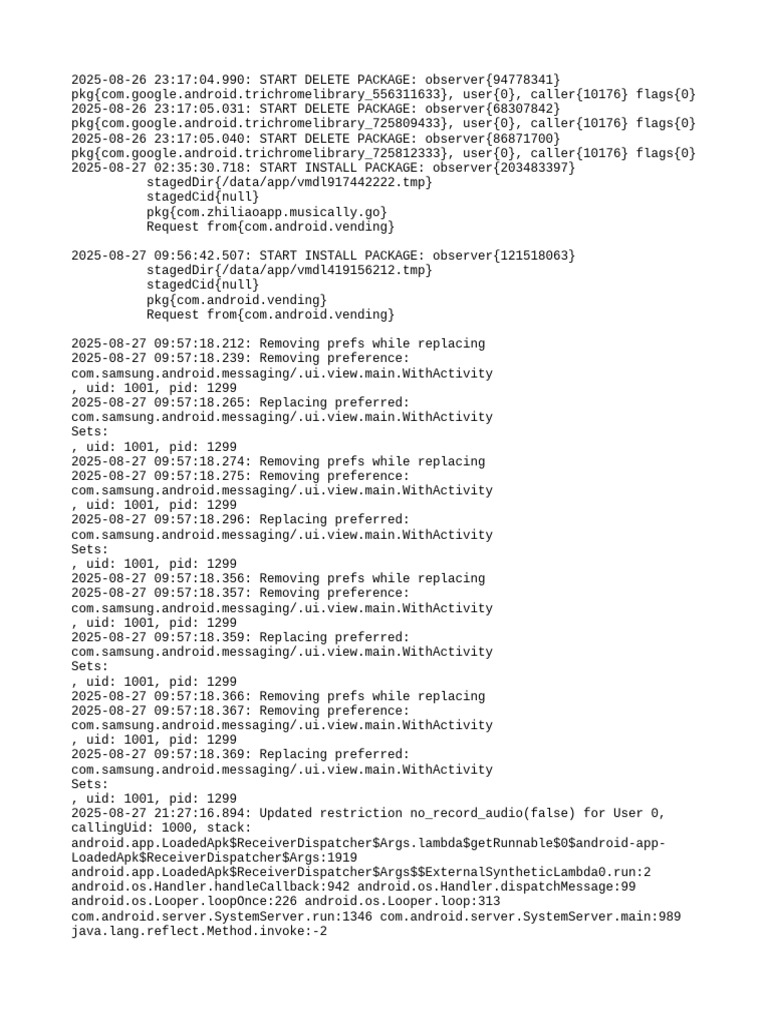 Android Package Management Logs | PDF | Android (Operating System ...