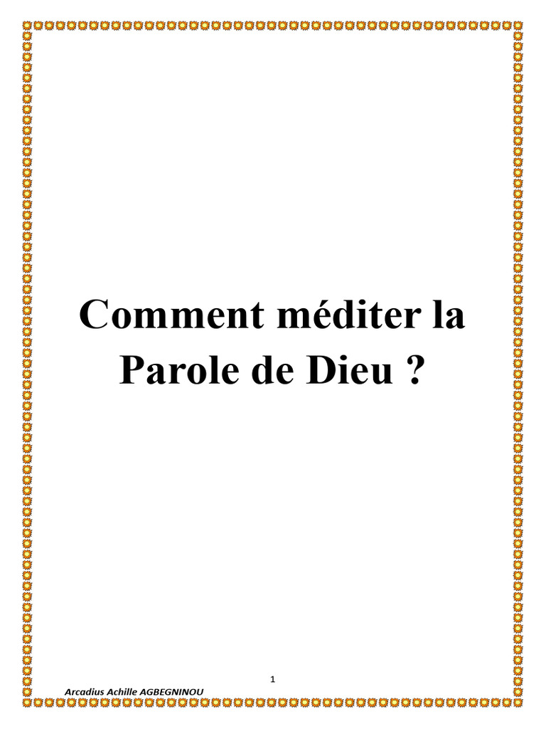 Méditer la Parole de Dieu : Guide Spirituel | PDF | Dieu | Saint-Esprit