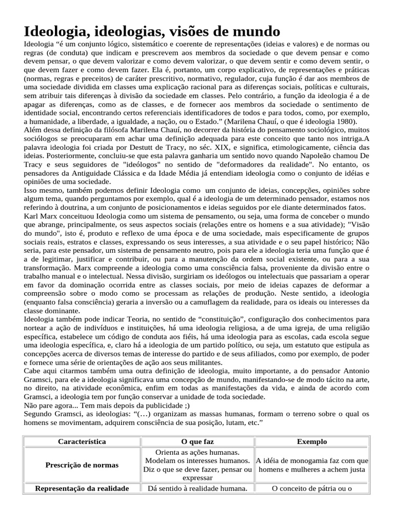 O que é Ideologia: Definições e Funções | PDF | Ideologias | Educação ...