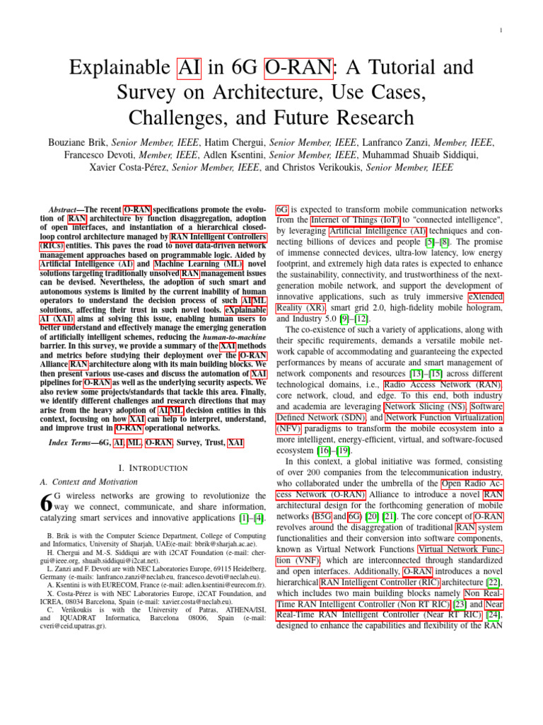 XAI in 6G O-RAN: Architecture and Challenges | PDF | Artificial ...