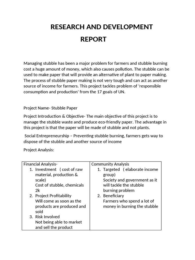 Eco-Friendly Stubble Paper Project | PDF | Paper | Sustainability