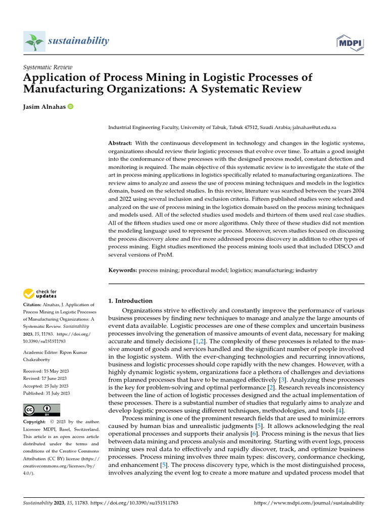 Application of Process Mining in Logistic Processe | PDF | Systematic ...