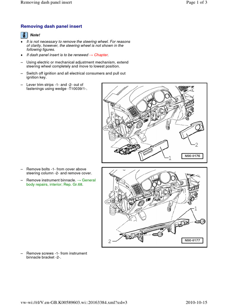 Removing Dash Panel Insert Guide | PDF