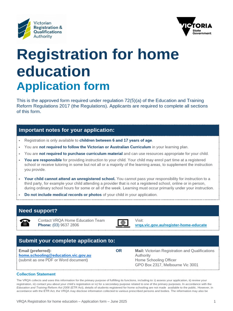Home Education Registration Form June 2025 - 0 | PDF | Birth Certificate