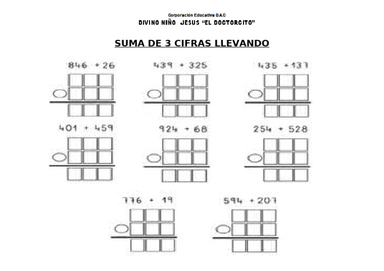 Clase de Suma de 3 Cifras Llevando | PDF