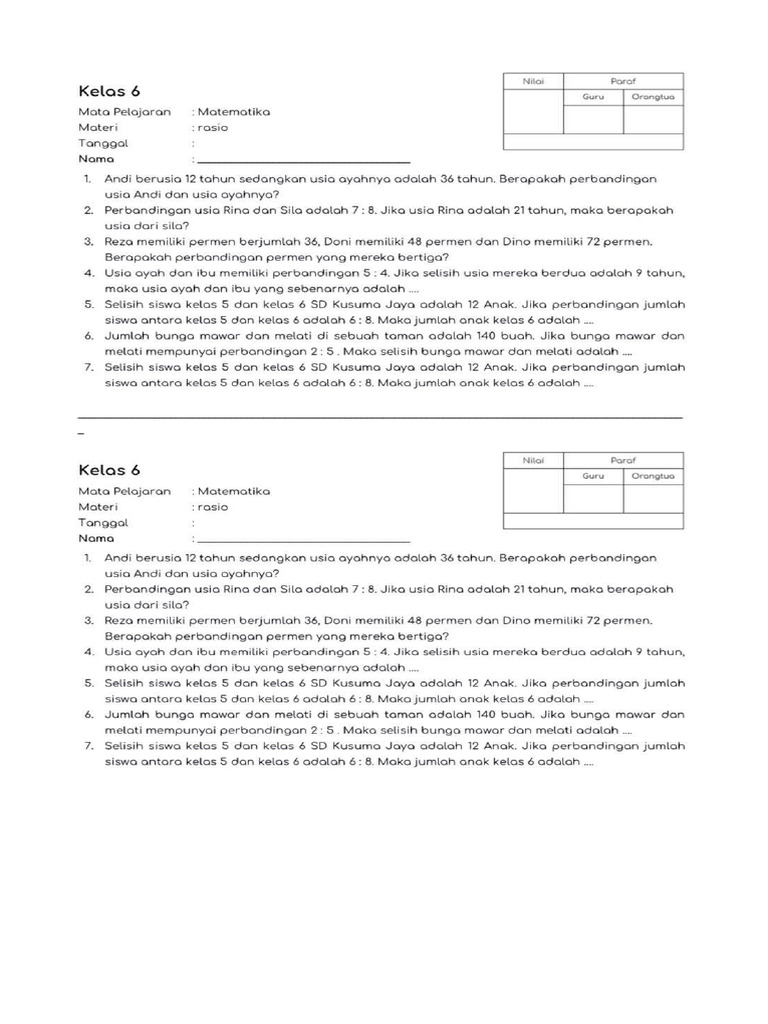 RASIO Kelas 6 SD | PDF