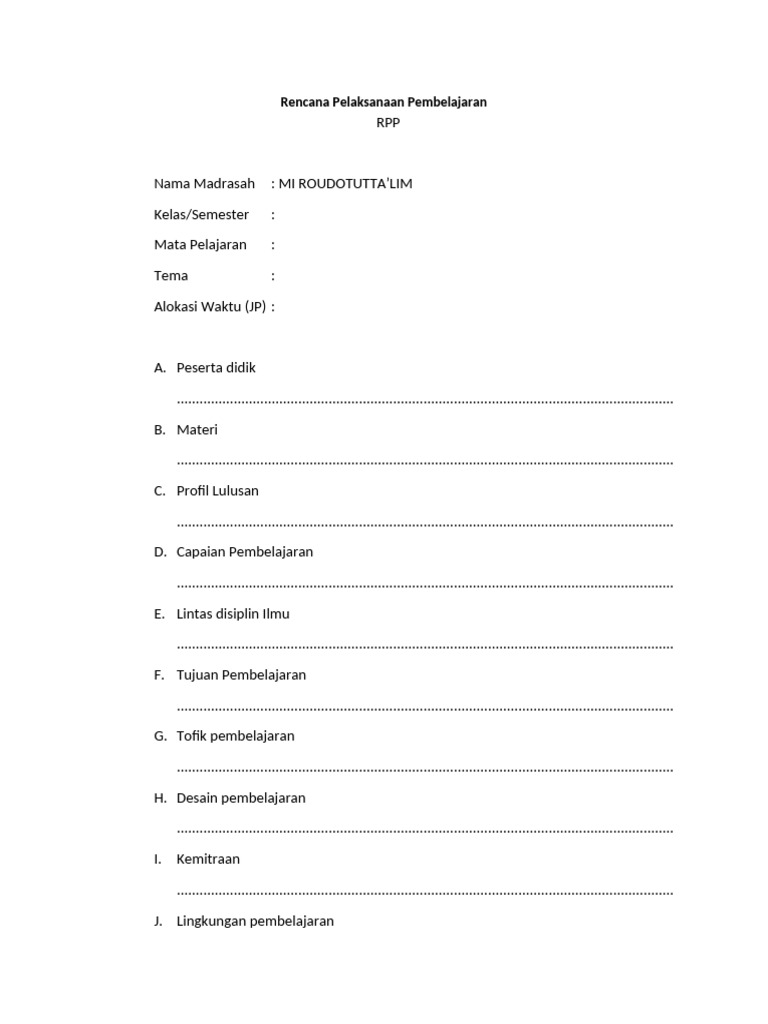 RPP MI Roudotutta'lilm: Panduan Lengkap | PDF