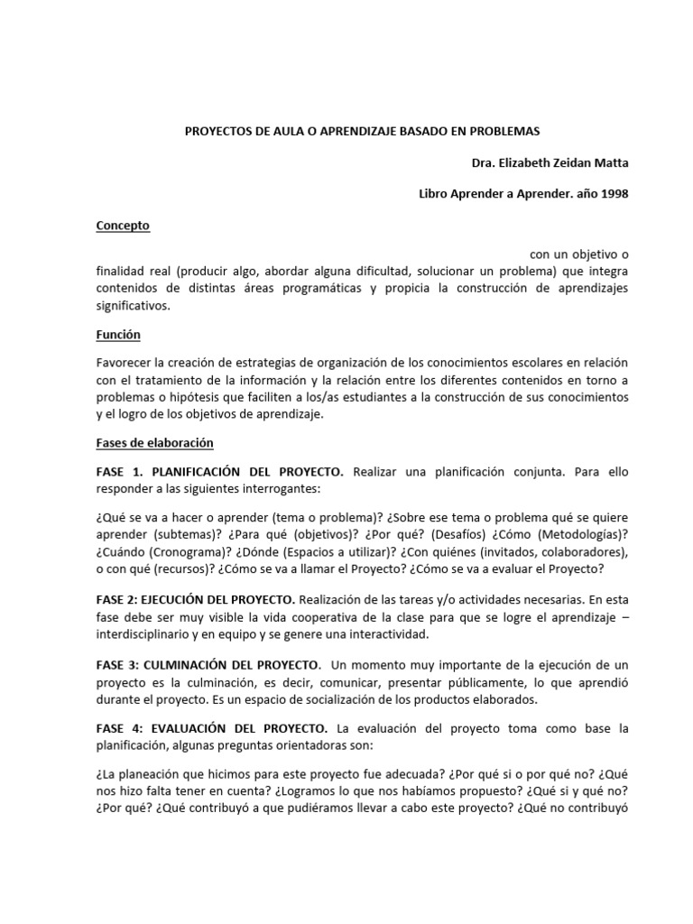 Proyectos de Aula | PDF | Aprendizaje | Planificación
