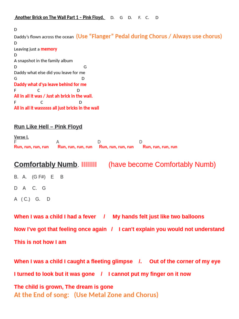 Pink Floyd 3 Songs Lyrics | PDF