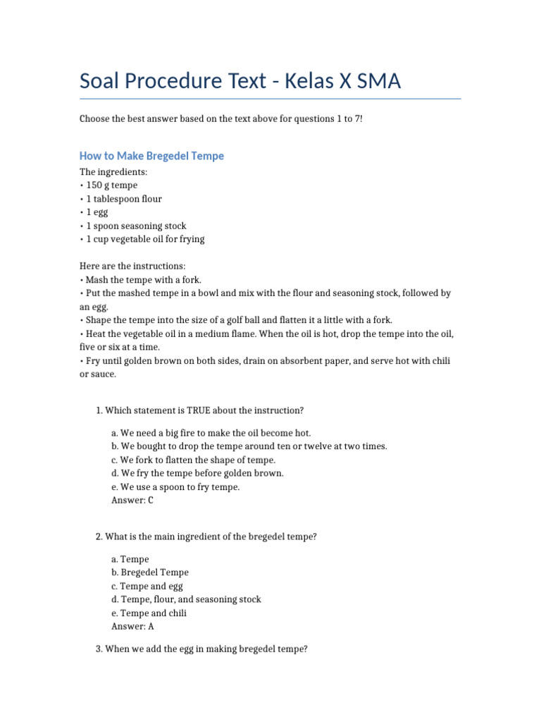 Procedure Text for Kelas 10 Students | PDF | Foods