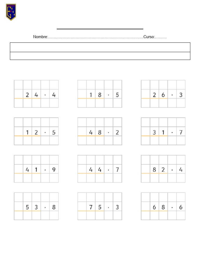 Multiplicaciones con Cuadrícula 5° Básico | PDF