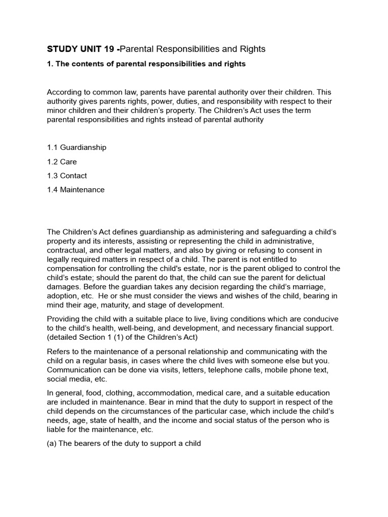 Parental Rights and Responsibilities Overview | PDF | Mother | Parent