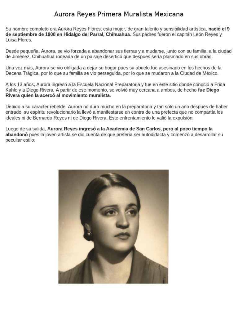 Aurora Reyes: Pionera del Muralismo Mexicano | PDF