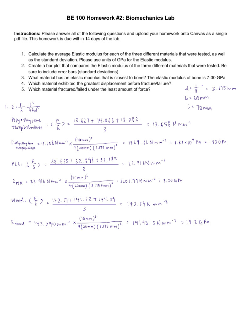 Biomechanics Lab Homework #2 Guide | PDF