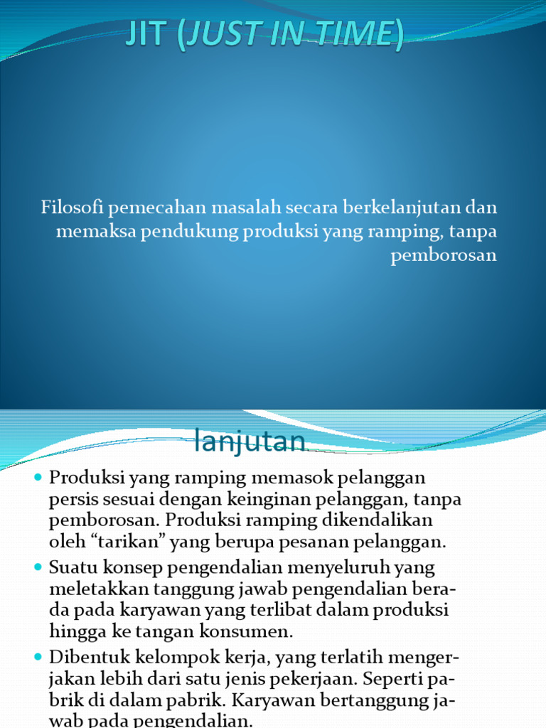 Filosofi JIT dalam Produksi Rampung | PDF