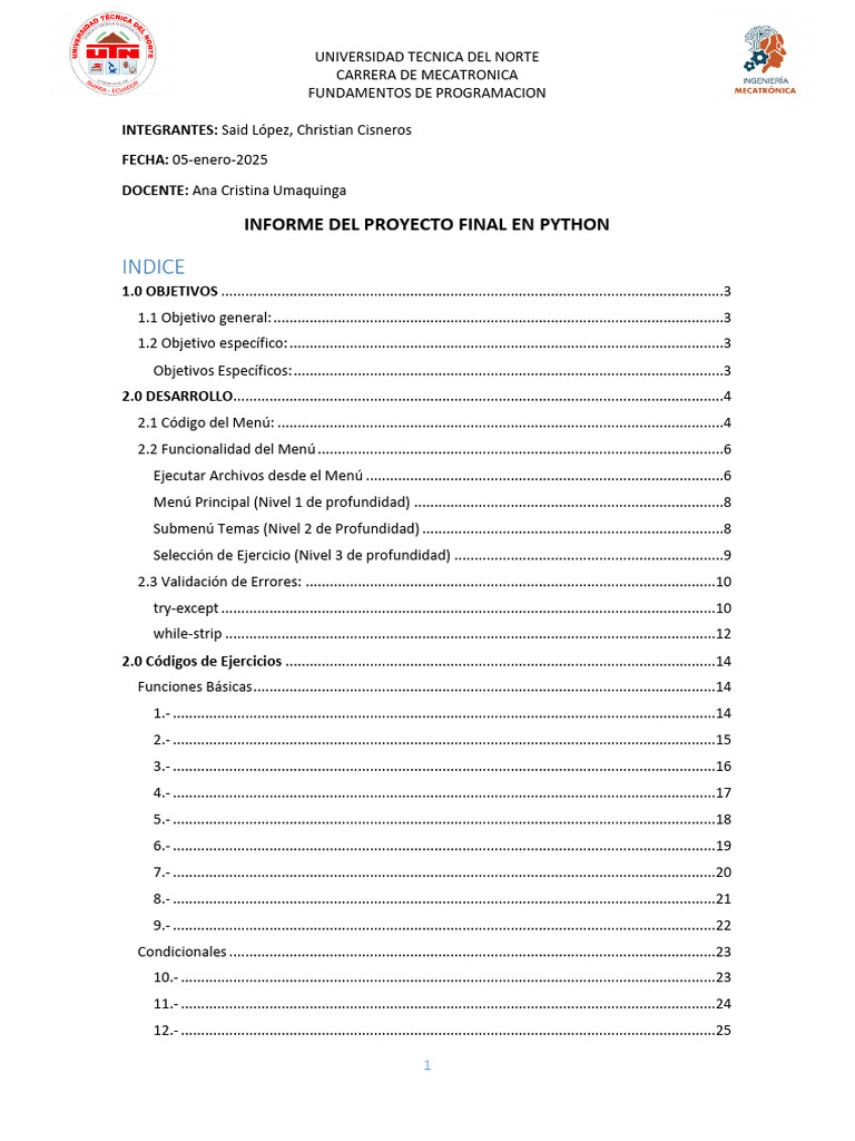 Proyecto de Menú Interactivo en Python | PDF | Lenguaje de programación ...