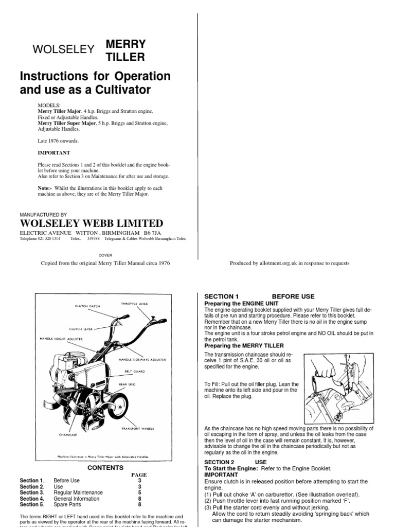 Merry Tiller Manual PDF Belt (Mechanical) Clutch