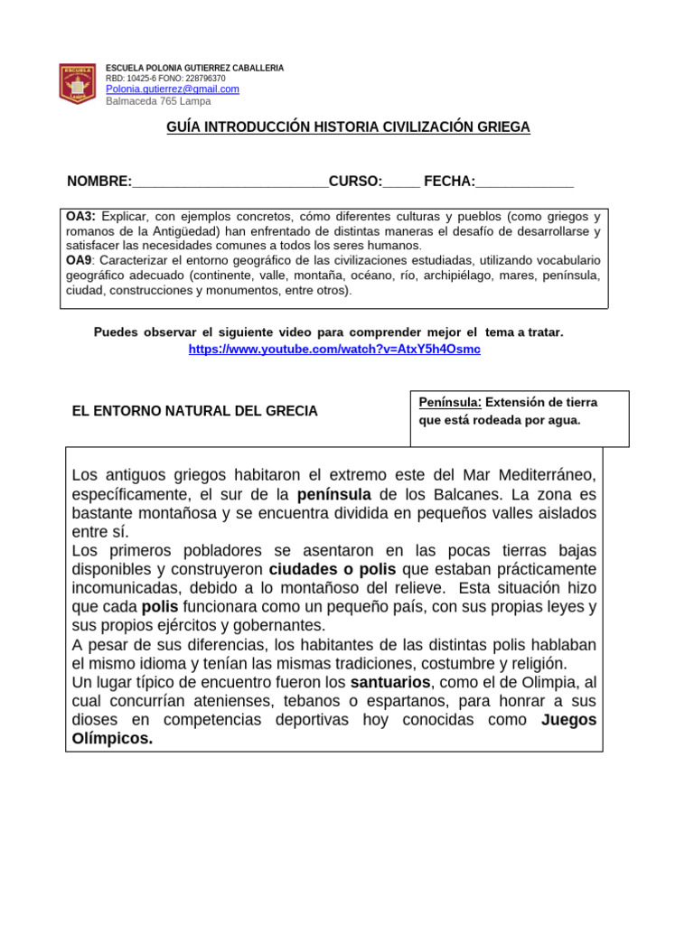 Historia - Guía INTRO Civilización Griega | PDF | Antigua Grecia | Esparta