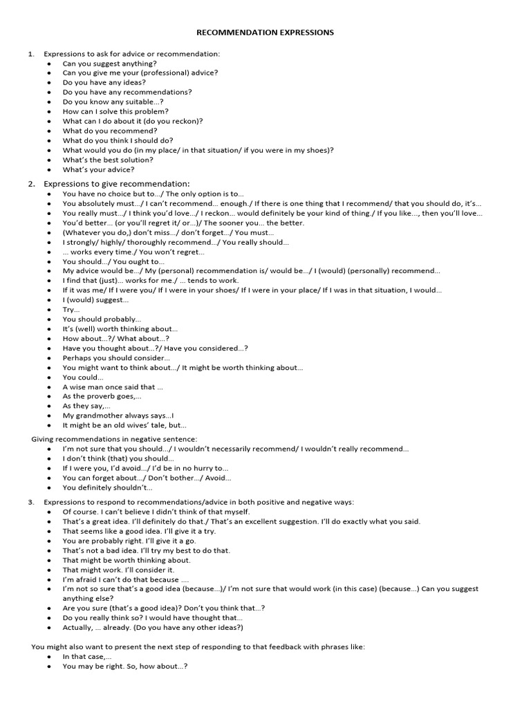 Effective Recommendation Expressions | PDF