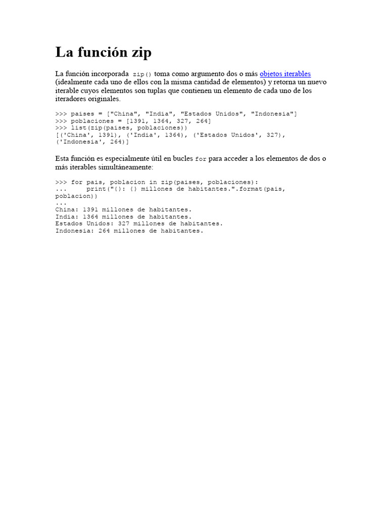 Uso de la función zip() en Python | PDF