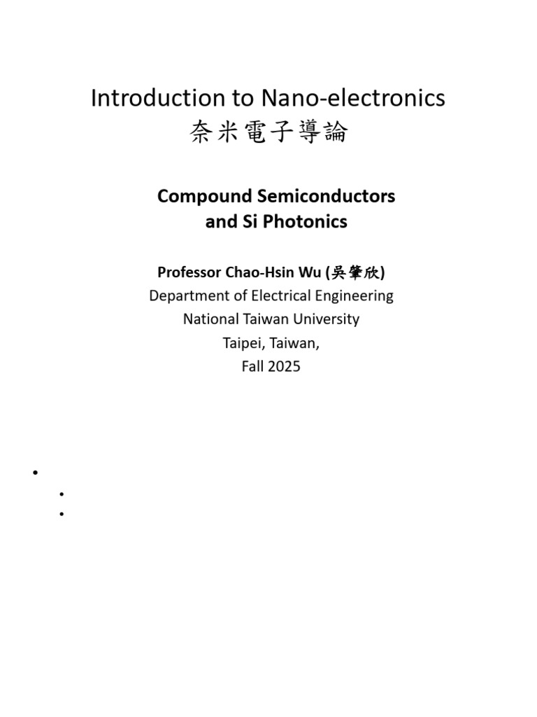 Introduction to Nano-Electronics and Silicon Photonics | PDF ...