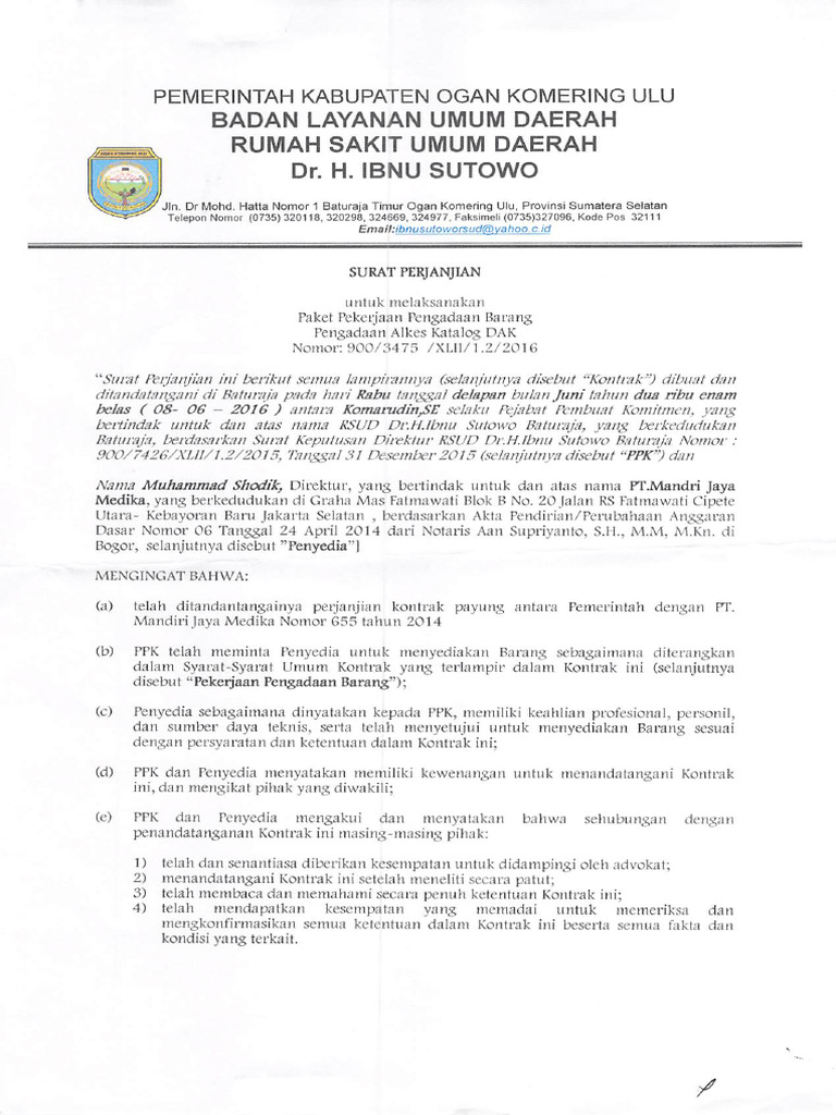 Kontrak MJM 2016 | PDF