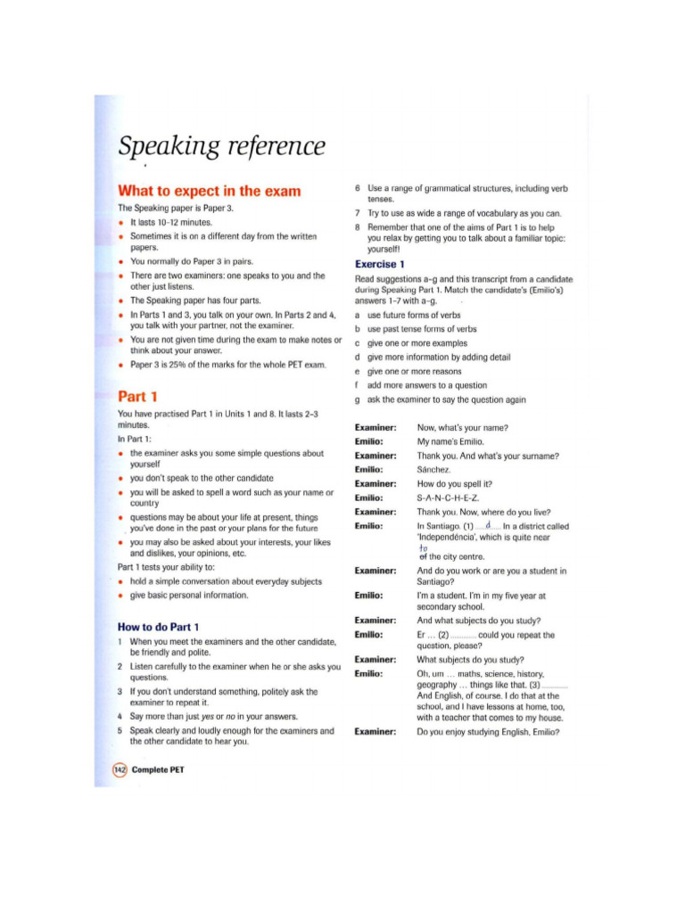Speaking Part 1 | PDF