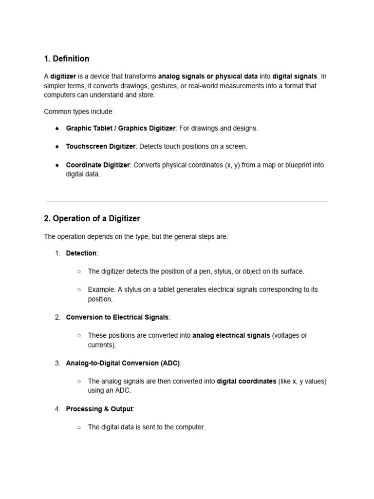 Understanding Digitizers and Their Types | PDF