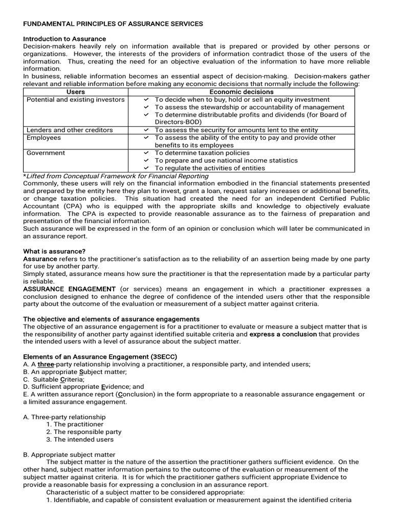 Assurance Services Overview and Principles | PDF | Audit | Internal Control