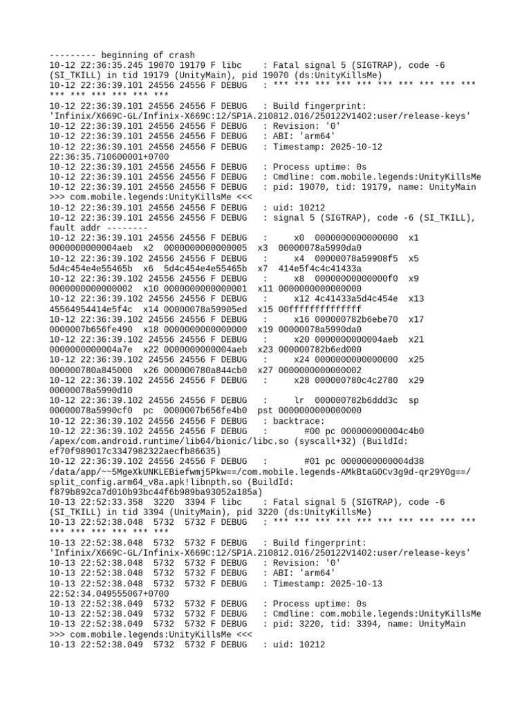 Unity Crash Logs for Mobile Legends | PDF | Object Oriented Programming ...