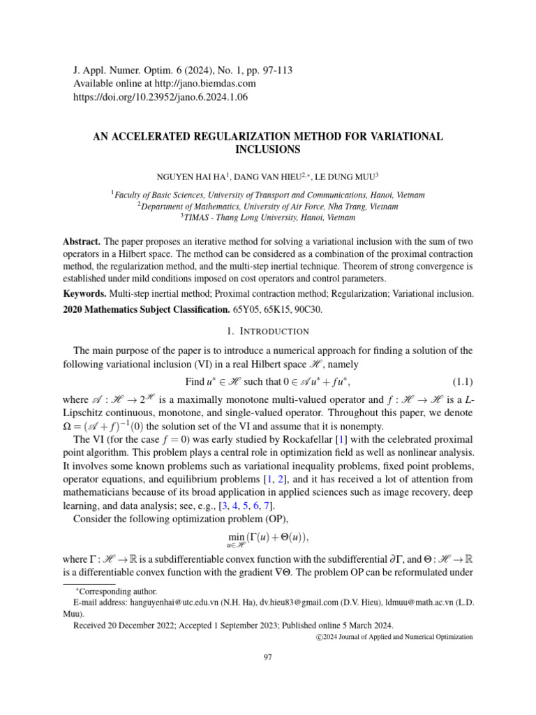 Accelerated Regularization for Variational Inclusions | PDF ...