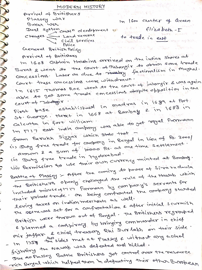 Modern History Handwritten Notes For Upsc | PDF