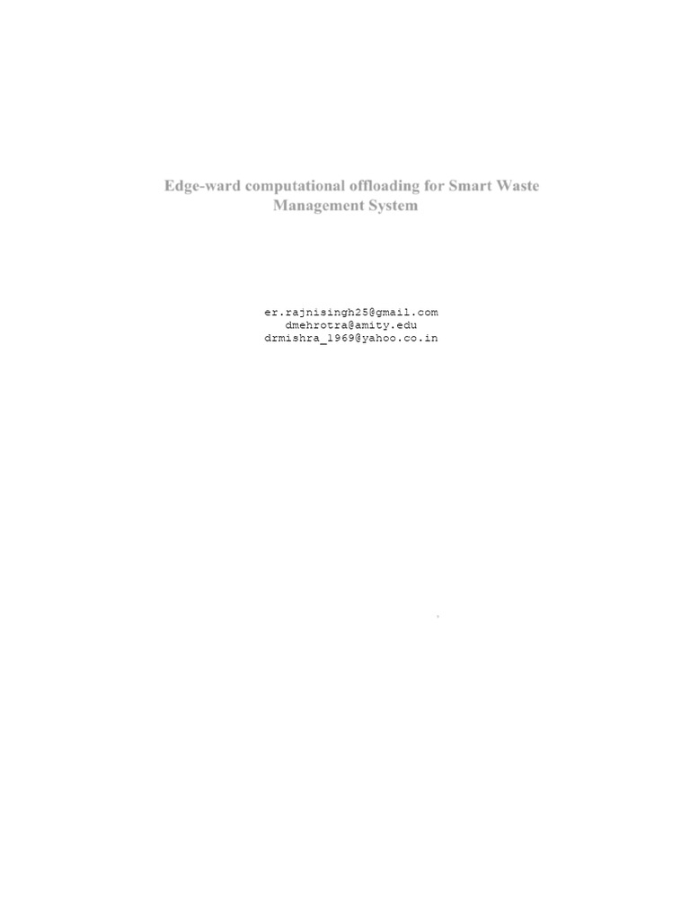 Edge Computing for Smart Waste Management | PDF | Internet Of Things ...